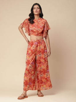 Aarke Ritu Kumar - Orange Floral Print Co Ord (Set of 2)
