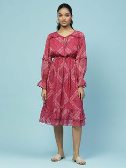 Aarke Ritu Kumar - Fuchsia Printed Midi Dress