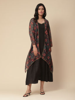 Aarke Ritu Kumar - Black Printed Maxi Dress with Shrug (Set of 2)