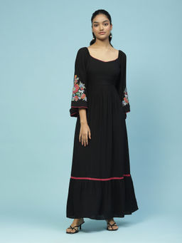 Aarke Ritu Kumar - Black Embroidered Maxi Dress