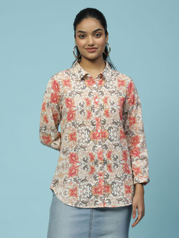 Aarke Ritu Kumar - Ecru Floral Print Shirt
