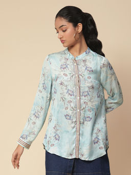Aarke Ritu Kumar - Blue Floral Print Shirt