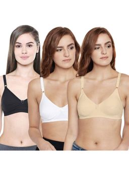 Bodycare - Pack of 3 Premium Perfect Coverage Bra In Black-Skin-White Colour