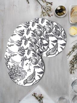 Space of Joy - Vintage Chrysanthemum Premium Printed Round MDF Wooden Placemats