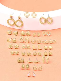 Zaveri Pearls - Set of 25 Gold Tone Classy Contemporary Studs Earrings-ZPFK14641