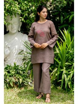 SIARA WOMEN - French Mauve Linen Tunic with Pant