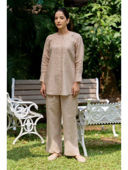 SIARA WOMEN - Sand Stone Beige Linen Tunic with Pant