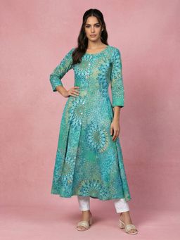 Jompers - Women Green Printed A-Line Kurta
