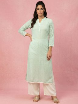 Jompers - Blue Women Cotton Kurta with Lace At Border