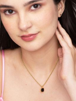 Palmonas - Black Enamel Necklace for Womens Waterproof & Anti-Tarnish