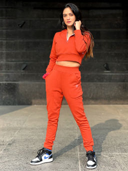 Kica - Set: Full Sleeves Hoodie with Two Pockets and High Waited Tracks Designed to Flatter Curves