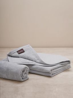 Pure Home + Living - Set of 4 Light Grey Cotton Hand Towel