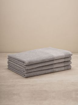 Pure Home + Living - Set of 4 Grey Cotton Hand Towel