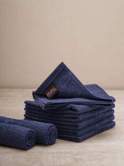 Pure Home + Living - Set of 8 Blue Cotton Face Towel