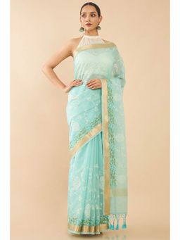 Soch - Blue Kota Embroidered with Unstitched (Set of 2)