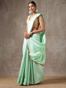 Swtantra - Mint Bloom Saree With Lace On Edge