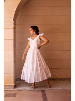 POMCHA - White Kapaas Tiered Maxi Dress
