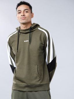 HIGHLANDER - Mens Olive Green Solid Hoodie