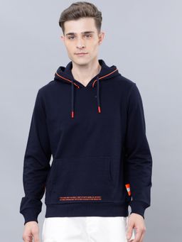 HIGHLANDER - Mens Navy Blue Solid Hoodie