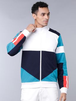 HIGHLANDER - Mens White & Blue Colorblock Jacket