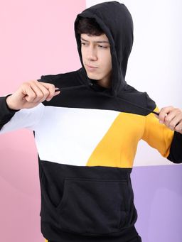 HIGHLANDER - Mens Black & Yellow Colorblock Hoodie