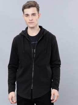 HIGHLANDER - Mens Black Solid Hooded Jacket