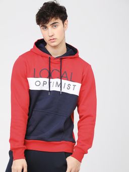 HIGHLANDER - Mens Red Colorblock Hoodie