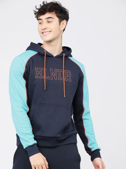 HIGHLANDER - Mens Navy Blue Typography Hoodie