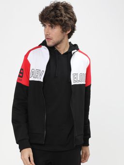 HIGHLANDER - Mens Black & Blue Colorblock Hooded Jacket