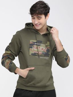 HIGHLANDER - Mens Olive Green Camouflage Hoodie