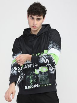 HIGHLANDER - Mens Black & Green Graphic Hoodie