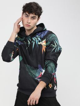 HIGHLANDER - Mens Black Tropical Graphic Hoodie