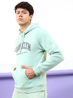 HIGHLANDER - Mens Sea Green Typography Hoodie