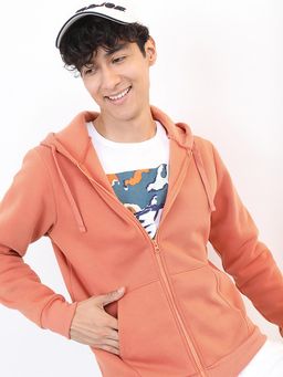 HIGHLANDER - Mens Pink Hooded Front Open Jacket