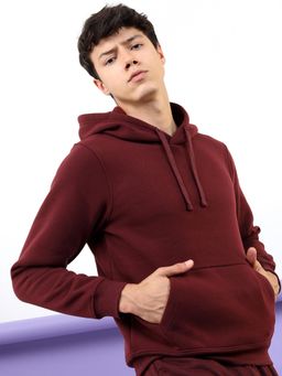 HIGHLANDER - Mens Burgundy Solid Hoodie