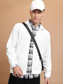 HIGHLANDER - Mens White Mock Collar Pullover Jacket