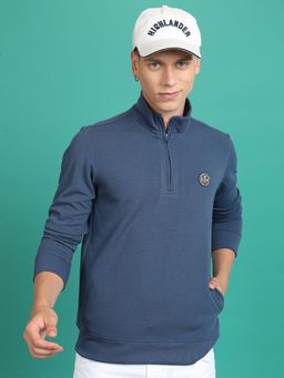 HIGHLANDER - Mens Mock Collar Half Zipper Pullover Sweatshirt