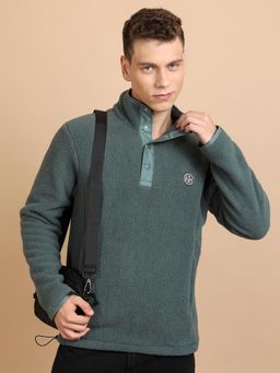 HIGHLANDER - Mens Self Design Regular Fit High Neck Toggle Hem Sweatshirt