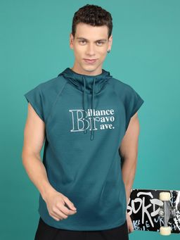HIGHLANDER - Mens Teal Typography Hoodie