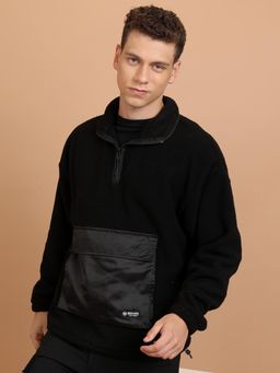 HIGHLANDER - Mens Black Mock Collar Sweatshirt