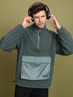 HIGHLANDER - Mens Green Mock Collar Sweatshirt