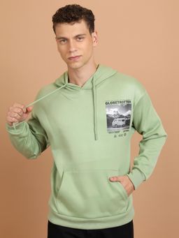 HIGHLANDER - Mens Green Graphic Long Sleeve Relaxed Hoodie