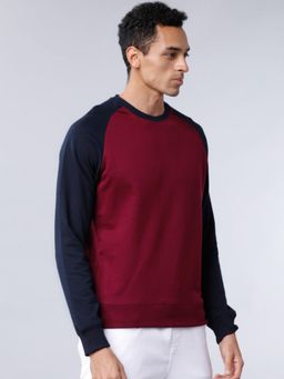HIGHLANDER - Mens Maroon Colorblock Sweatshirt