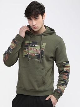 HIGHLANDER - Mens Olive Camouflage Cotton Hoodie