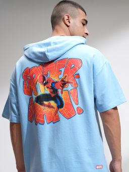 HIGHLANDER - Mens Superman Blue Oversized Drop Shoulder Hoodie