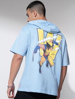 HIGHLANDER - Mens X Blue Oversized Drop Shoulder Hoodie
