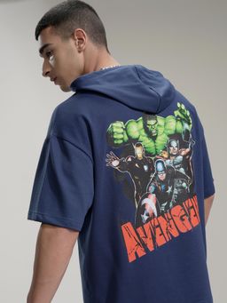HIGHLANDER - Mens Avengers Navy Blue Oversized Drop Shoulder Hoodie