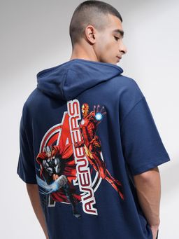 HIGHLANDER - Mens Avengers Navy Blue Oversized Drop Shoulder Hoodie