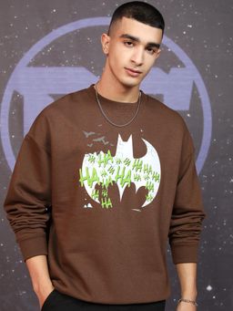 HIGHLANDER - Mens Warner Bros Joker Brown Oversized Sweatshirt