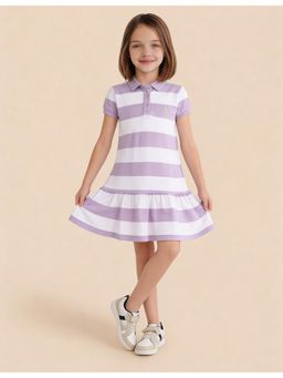 U.S. POLO ASSN. - Girls Horizontal Striped A-Line T-Shirt Dress